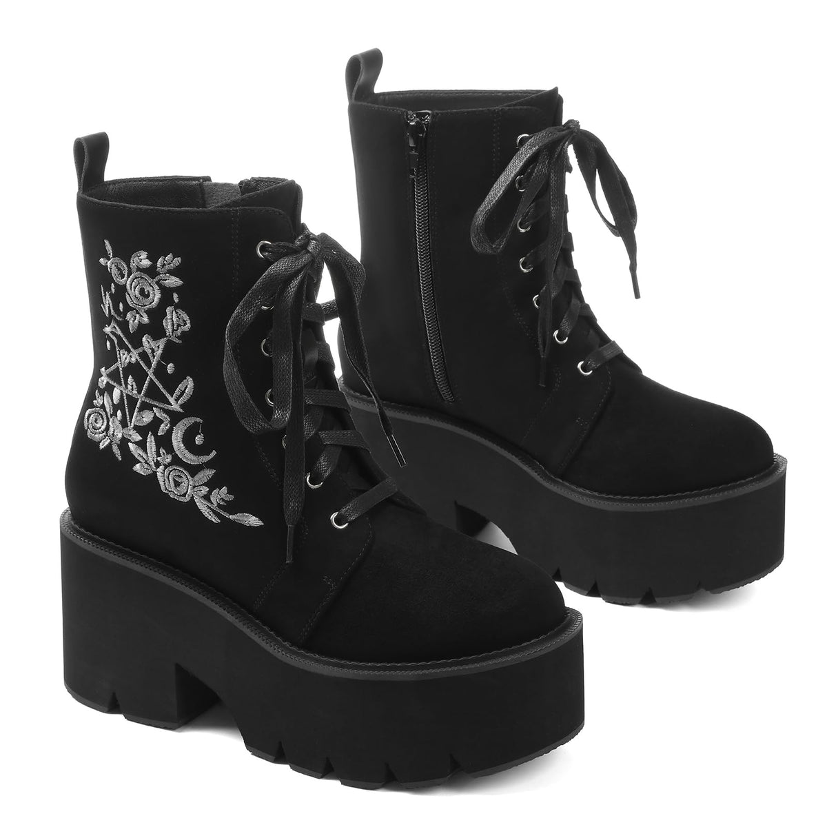 Lyrisiphy Platform Goth Ankle Boots Women Rave Gothic Combat Booties