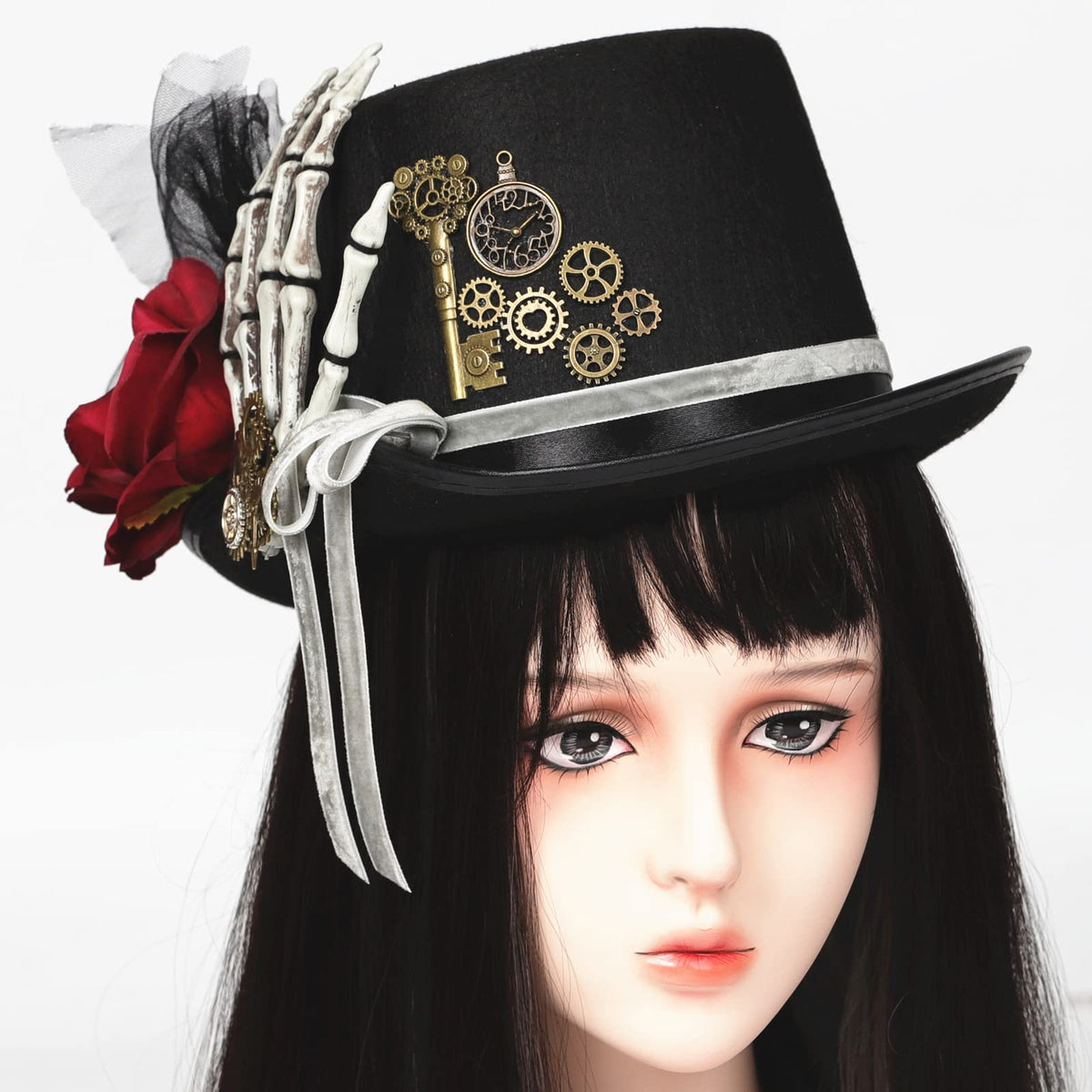 Unisex Gothic Steampunk Top Hats with Goggle Gear Halloween Hat Headwear Men Women