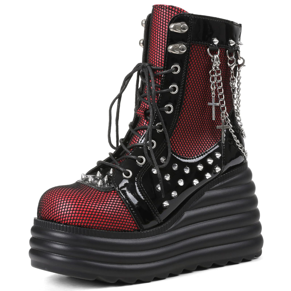 Lyrisiphy Platform Goth Ankle Boots Women Rave Gothic Combat Booties