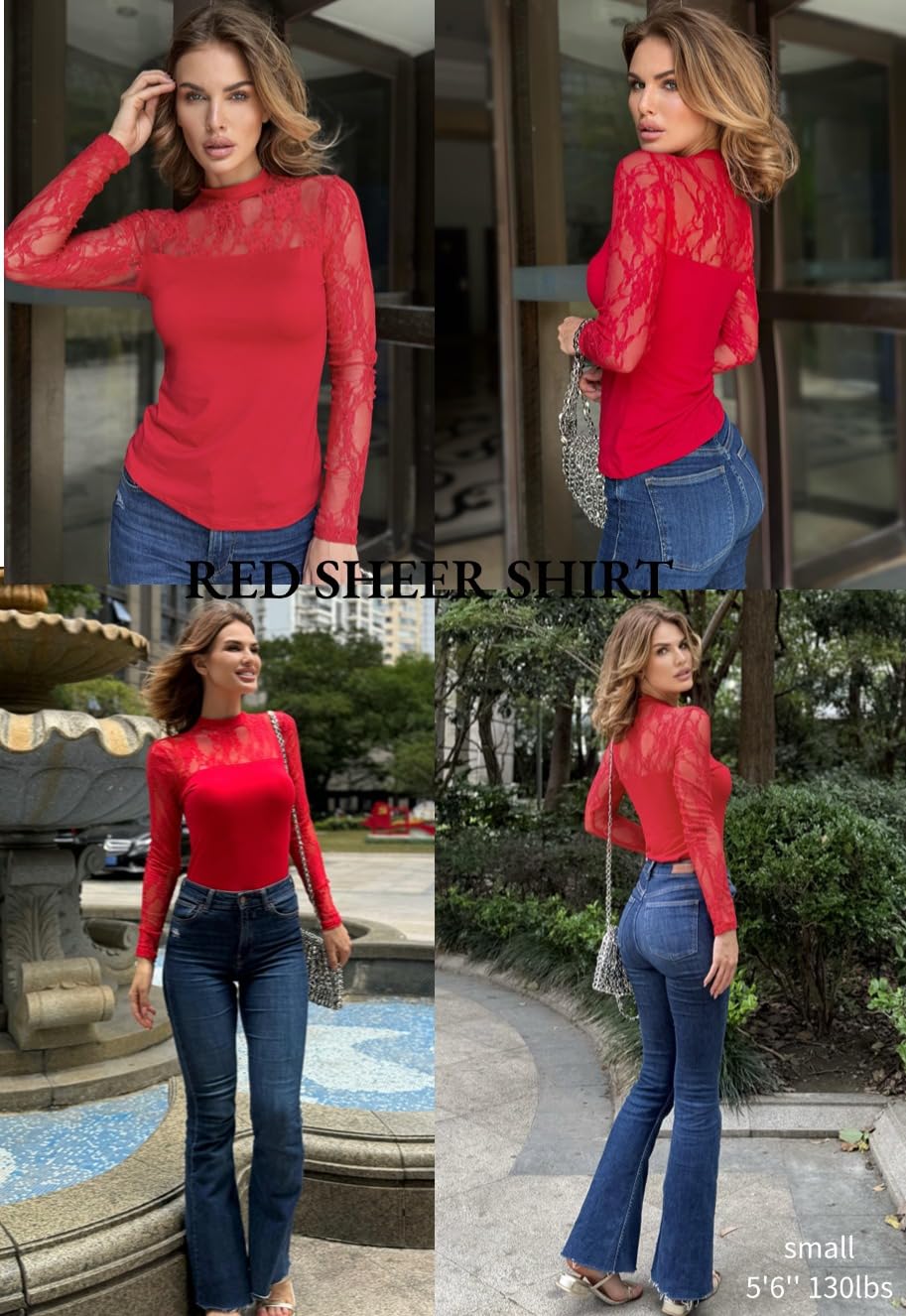Zeagoo Long Sleeve Shirts for Women's Lace Tops Mesh Sheer Sexy Fall Blouse