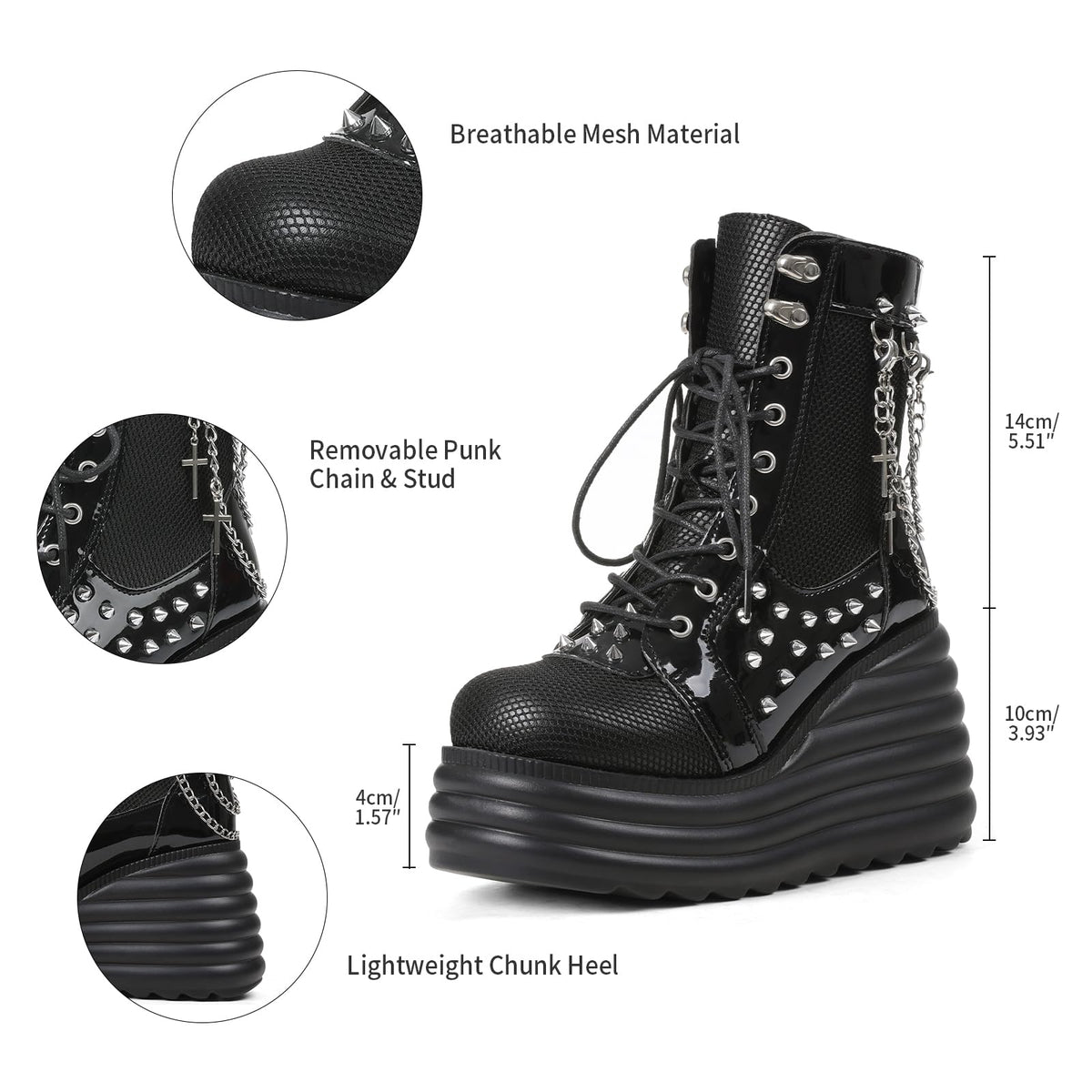 Lyrisiphy Platform Goth Ankle Boots Women Rave Gothic Combat Booties
