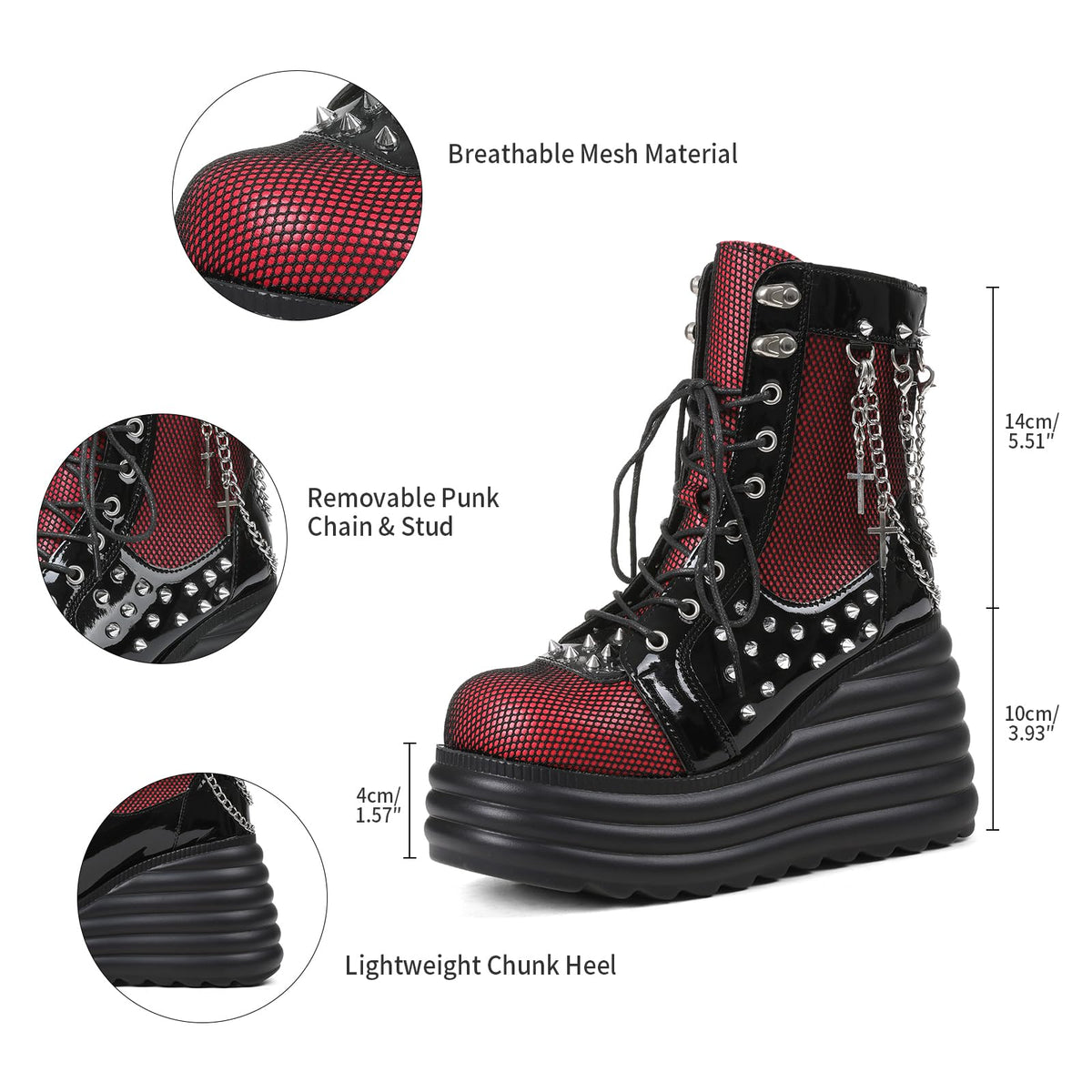 Lyrisiphy Platform Goth Ankle Boots Women Rave Gothic Combat Booties
