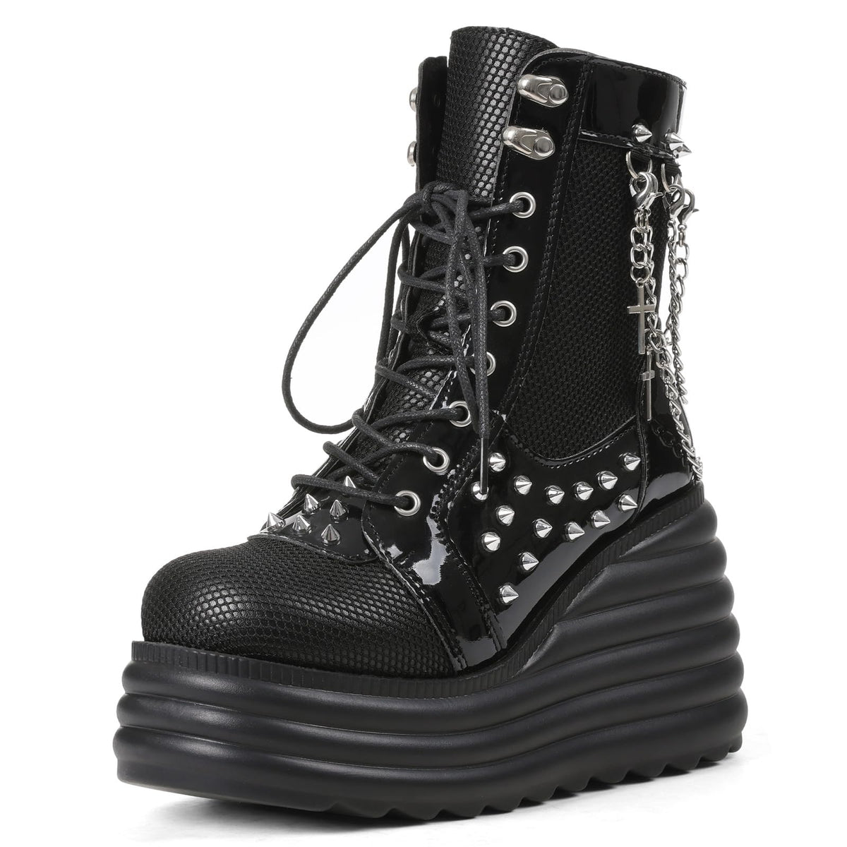 Lyrisiphy Platform Goth Ankle Boots Women Rave Gothic Combat Booties