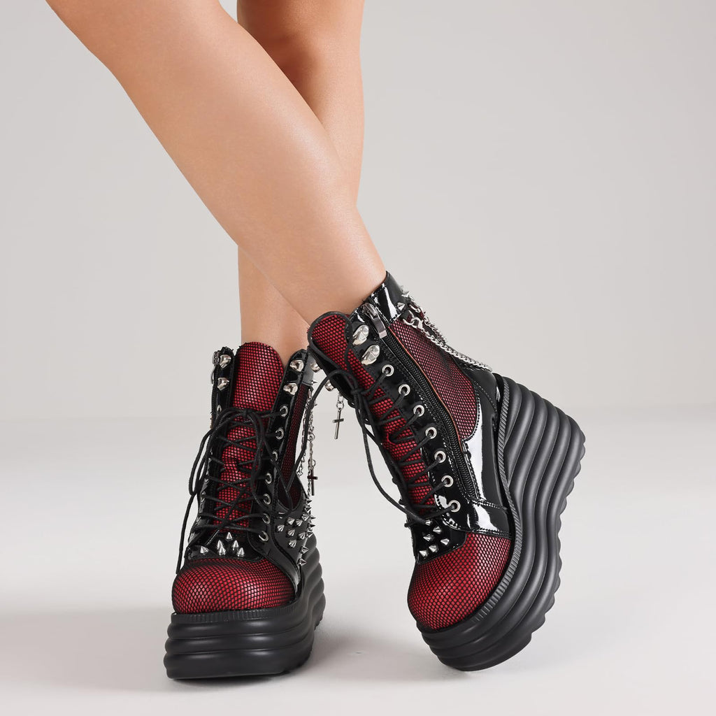 Lyrisiphy Platform Goth Ankle Boots Women Rave Gothic Combat Booties