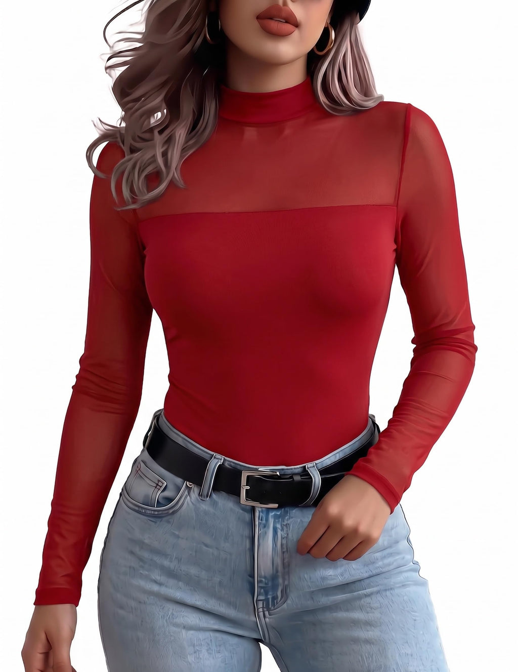 Zeagoo Long Sleeve Shirts for Women's Lace Tops Mesh Sheer Sexy Fall Blouse