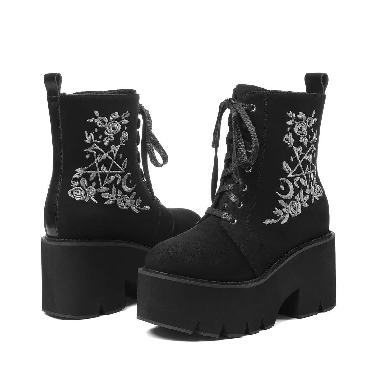 Lyrisiphy Platform Goth Ankle Boots Women Rave Gothic Combat Booties