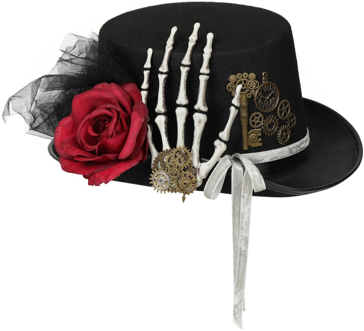 Unisex Gothic Steampunk Top Hats with Goggle Gear Halloween Hat Headwear Men Women