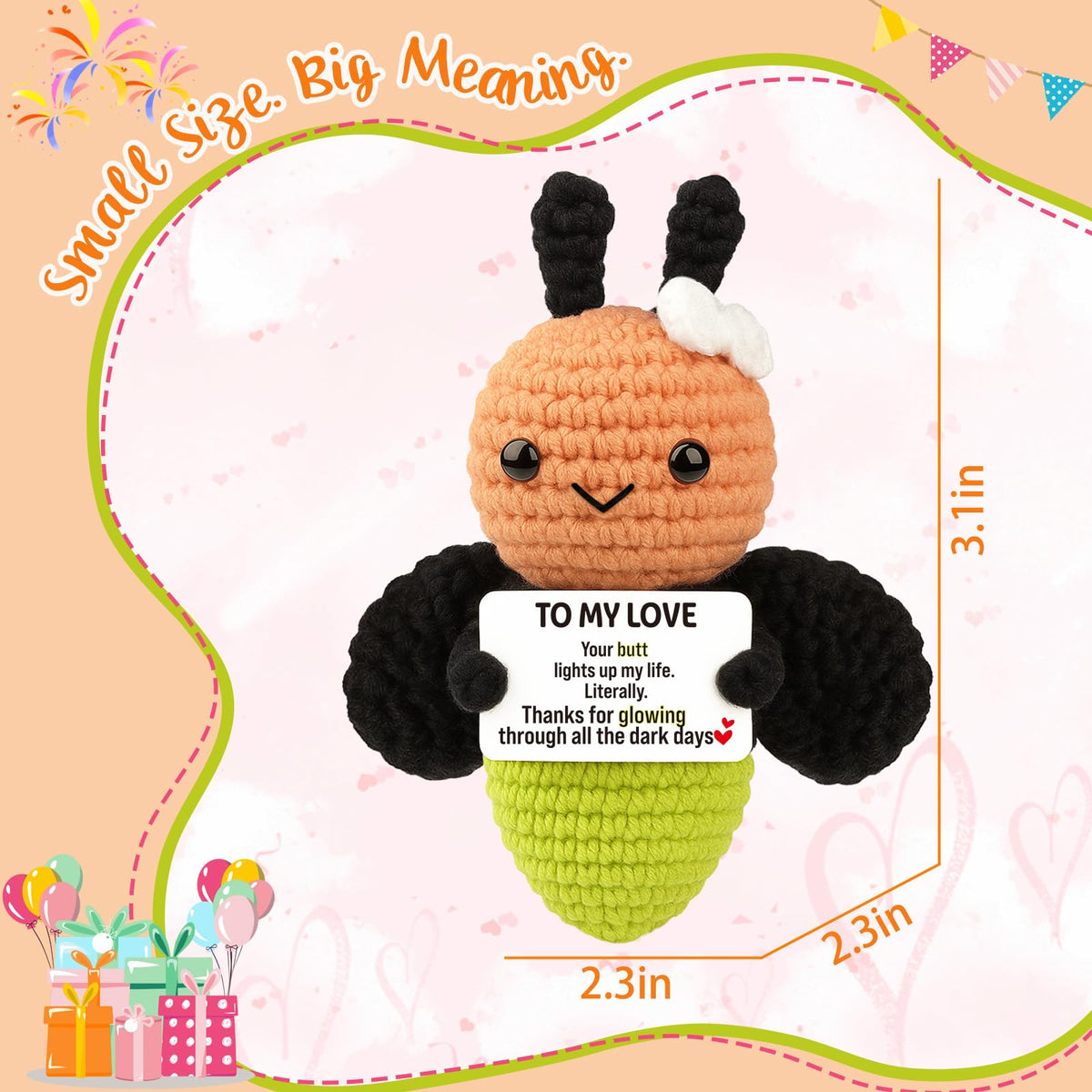 Funny Gothic Grim Reaper Crochet Plush - Spooky Cute Office Decor & Dark Humor Gift - Stay Positive Sarcastic Halloween Basket Stuffers for Coworker Friend White Elephant Adult