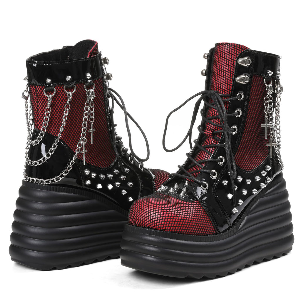 Lyrisiphy Platform Goth Ankle Boots Women Rave Gothic Combat Booties