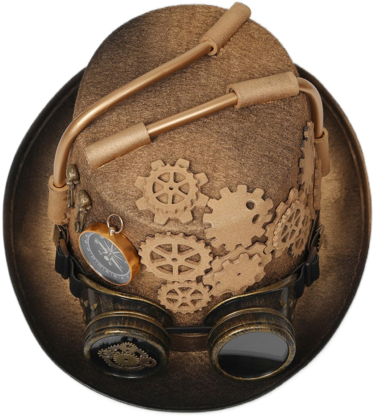 Unisex Gothic Steampunk Top Hats with Goggle Gear Halloween Hat Headwear Men Women