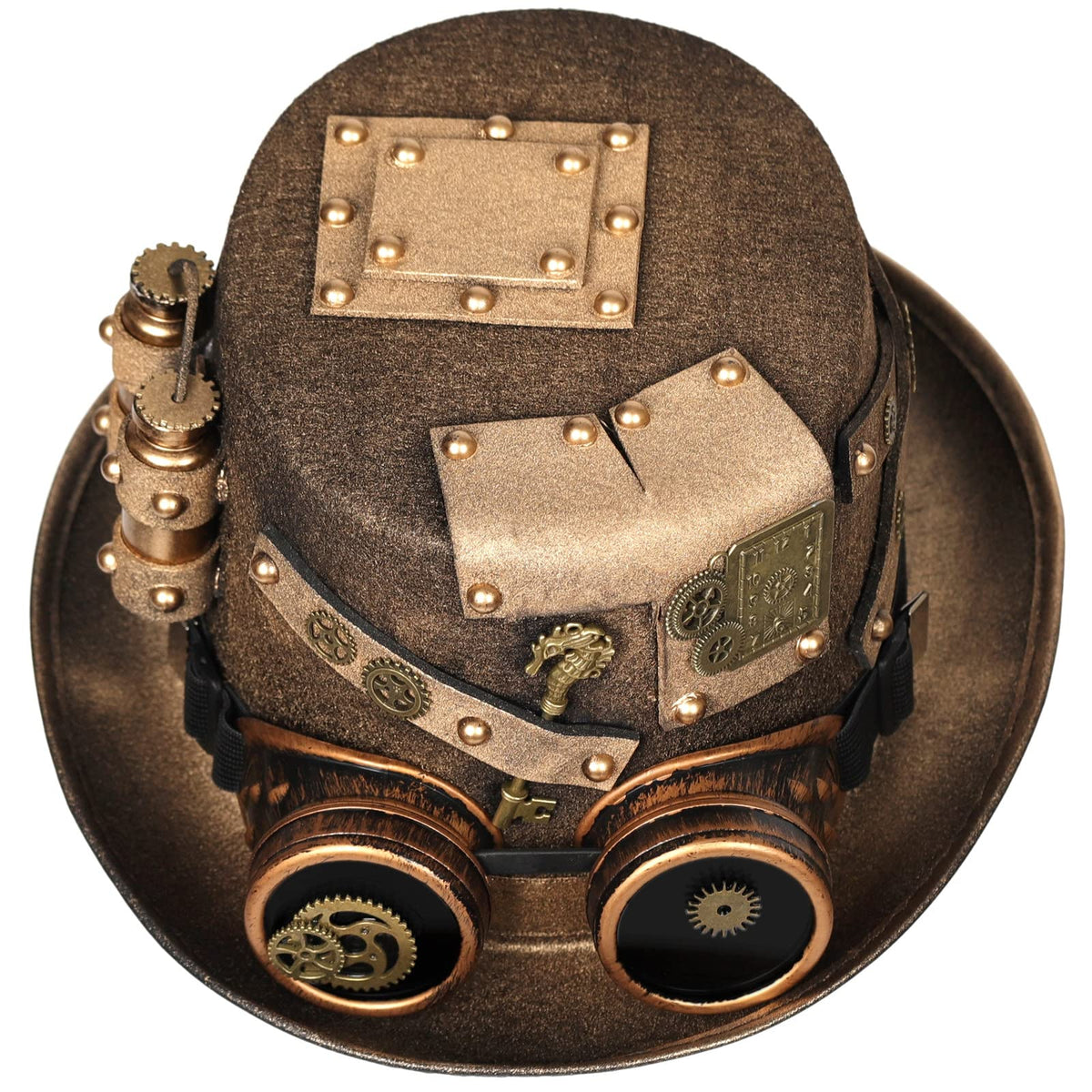 Unisex Gothic Steampunk Top Hats with Goggle Gear Halloween Hat Headwear Men Women