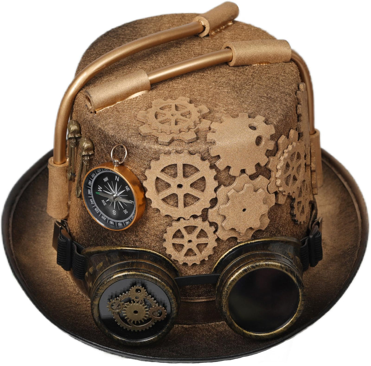 Unisex Gothic Steampunk Top Hats with Goggle Gear Halloween Hat Headwear Men Women