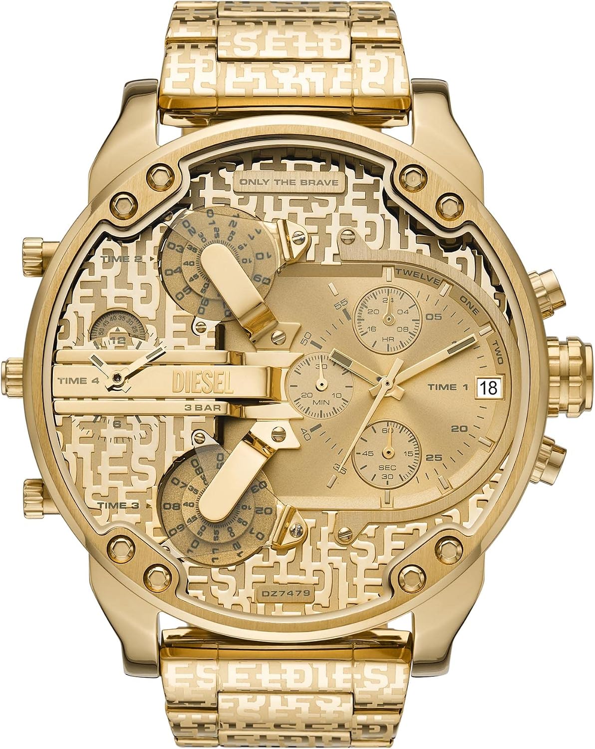 Diesel Mr. Daddy 2.0 Men's Watch, Quartz Stainless Steel Chronograph Watch for Men, Color: Gold Logo